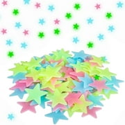 200pcs Ultra Glow in The Dark Stars Ceiling Stickers, TSV Night Luminous 3D Star Stickers Adhesive Wall Stickers for Teenagerss Bedroom Room Ceiling Beautiful Glowing Wall Decals